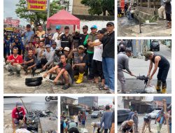 Camat Labuhan ratu Terjun Langsung Giat Gotong Royong di Jalan Ki maja Way Haiim