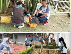 Kompak Rawat Lingkungan, Petugas dan Warga Binaan Lapas Kelas I Bandar Lampung Gelar Kerja Bakti