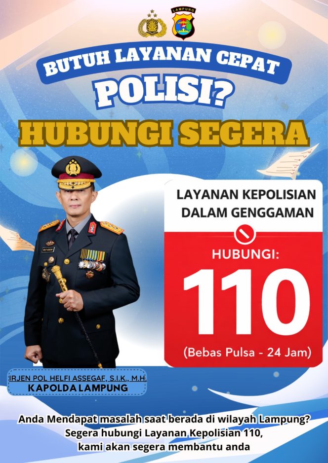 
 Polda Lampung Ingatkan Warga Manfaatkan Layanan Hotline Polisi 110