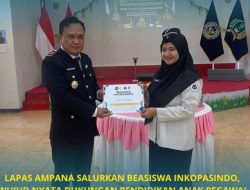 LAPAS AMPANA SALURKAN BEASISWA INKOPASINDO, WUJUD NYATA DUKUNGAN PENDIDIKAN ANAK PEGAWAI PEMASYARAKATAN