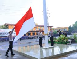 Guyuran Hujan Tak Halangi Semangat Personel Polda Lampung Peringati HUT ke-81 Kemerdekaan RI