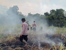 Karhutla di TN Way Kambas, Kepolisian Berjibaku Padamkan Api di Tengah Medan Sulit