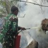 Babinsa Campang Raya Bersama Aparat dan Warga Padamkan Kebakaran Lahan di Atas Bukit
