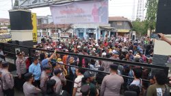 Satuan Brimob Polda Lampung Perketat Pengamanan Unjuk Rasa di Mapolres Lampung Tengah